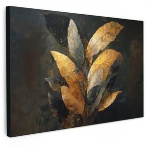 MuchoWow OBRAZ NA PLÁTNE Zlaté zloženie listov - botanický luxus 60x40 cm vyobraziť