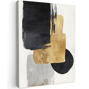 MuchoWow OBRAZ NA PLÁTNE Zlato - obdĺžniky - kruhy - abstraktné 60x80 cm vyobraziť