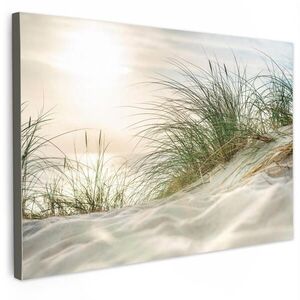 MuchoWow OBRAZ NA PLÁTNE Duny s marramovou trávou pod slnkom nemeckého národného parku Schleswig-Holsteinisches Wattenmeer 90x60 cm vyobraziť