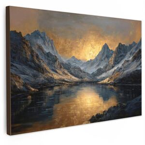 MuchoWow OBRAZ NA PLÁTNE Horská scenéria so zlatým západom slnka 90x60 cm vyobraziť