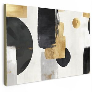 MuchoWow OBRAZ NA PLÁTNE Zlato - obdĺžniky - kruhy - abstraktné 120x80 cm vyobraziť