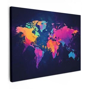 MuchoWow OBRAZ NA PLÁTNE Mapa sveta - Farebné - Graffiti 40x30 cm vyobraziť