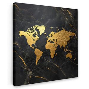 MuchoWow OBRAZ NA PLÁTNE Mapa sveta - Zlato - Mramor 50x50 cm vyobraziť