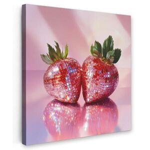 MuchoWow OBRAZ NA PLÁTNE Disco - Ovocie - Trblietky - Jahoda 50x50 cm vyobraziť