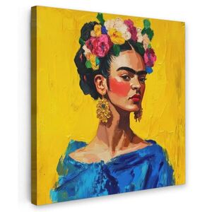 MuchoWow OBRAZ NA PLÁTNE Frida Kahlo - Žena - Žltá - Modrá - Kvety 20x20 cm vyobraziť