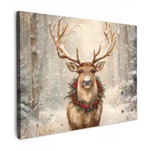 MuchoWow OBRAZ NA PLÁTNE Vianoce - sobi - zima - veniec 40x30 cm vyobraziť