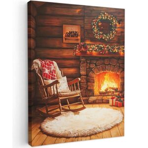 MuchoWow OBRAZ NA PLÁTNE Zima - Vianoce - Domov - Krb 60x80 cm vyobraziť