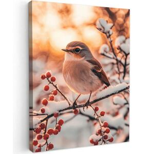 MuchoWow OBRAZ NA PLÁTNE Vták - vetva - zima - zvieratá - sneh 60x80 cm vyobraziť