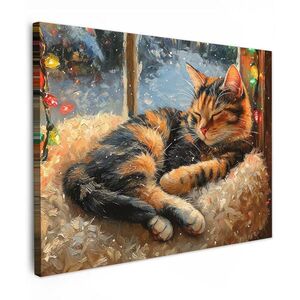 MuchoWow OBRAZ NA PLÁTNE Mačka - Vianoce - Zima - Zviera 40x30 cm vyobraziť