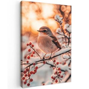 MuchoWow OBRAZ NA PLÁTNE Vták - vetva - zima - zvieratá - sneh 80x120 cm vyobraziť