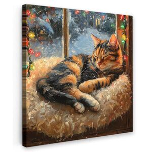 MuchoWow OBRAZ NA PLÁTNE Mačka - Vianoce - Zima - Zviera 50x50 cm vyobraziť