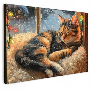 MuchoWow OBRAZ NA PLÁTNE Mačka - Vianoce - Zima - Zviera 90x60 cm vyobraziť