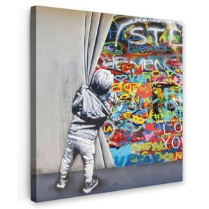 MuchoWow OBRAZ NA PLÁTNE Graffiti - Chlapec - Ilussie - Street art 20x20 cm vyobraziť