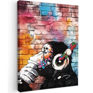 MuchoWow OBRAZ NA PLÁTNE Opica - Graffiti - Hudba 60x80 cm vyobraziť