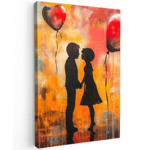 MuchoWow OBRAZ NA PLÁTNE Street art - Láska - Graffiti - Umenie - Banksy 20x30 cm vyobraziť