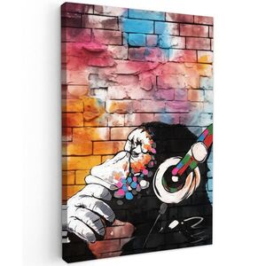 MuchoWow OBRAZ NA PLÁTNE Opica - Graffiti - Hudba 80x120 cm vyobraziť