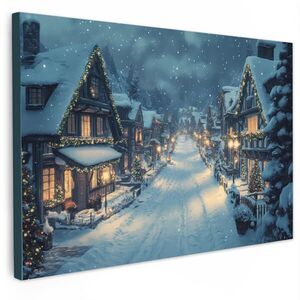 MuchoWow OBRAZ NA PLÁTNE Vianočná dedina - Vianoce - Sneh - Zima 60x40 cm vyobraziť