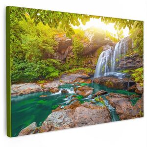 MuchoWow OBRAZ NA PLÁTNE Príroda - Vodopád - Rastliny - Stromy - Slnko 30x20 cm vyobraziť