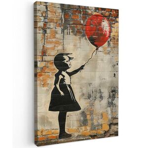 MuchoWow OBRAZ NA PLÁTNE Graffiti - Banksy - Dievča - Street art 40x60 cm vyobraziť