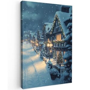 MuchoWow OBRAZ NA PLÁTNE Vianočná dedina - Vianoce - Sneh - Zima 80x120 cm vyobraziť