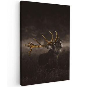 MuchoWow OBRAZ NA PLÁTNE Jeleň - čierna - zlatá 20x30 cm vyobraziť