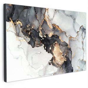 MuchoWow OBRAZ NA PLÁTNE Mramor - čierna - biela - zlatá - luxusná - abstraktná 60x40 cm vyobraziť