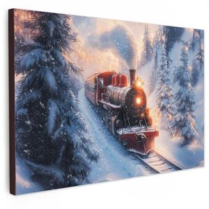 MuchoWow OBRAZ NA PLÁTNE Vianočný vlak - Sneh - Zima - Vianoce 90x60 cm vyobraziť