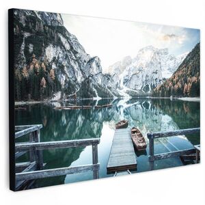 MuchoWow OBRAZ NA PLÁTNE Príroda - Hory - Sneh - Les - Loď 90x60 cm vyobraziť