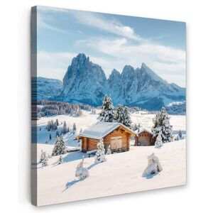MuchoWow OBRAZ NA PLÁTNE Zima - Chata - Hory - Výhľad - Sneh 20x20 cm vyobraziť