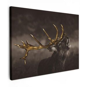 MuchoWow OBRAZ NA PLÁTNE Jeleň - čierna - zlatá 40x30 cm vyobraziť
