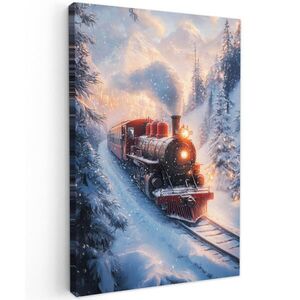 MuchoWow OBRAZ NA PLÁTNE Vianočný vlak - Sneh - Zima - Vianoce 60x90 cm vyobraziť