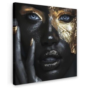 MuchoWow OBRAZ NA PLÁTNE Žena - Zlato - Portrét - Čiernobiely - Luxusný 20x20 cm vyobraziť