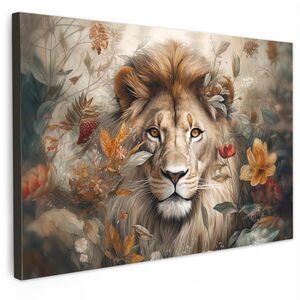 MuchoWow OBRAZ NA PLÁTNE Lev - Divoká zver - Rastliny - Príroda - Kvety 60x40 cm vyobraziť