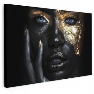 MuchoWow OBRAZ NA PLÁTNE Žena - Zlato - Portrét - Čiernobiely - Luxusný 90x60 cm vyobraziť