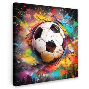 MuchoWow OBRAZ NA PLÁTNE Futbal - Farba - Farby - Čierna - Biela 50x50 cm vyobraziť