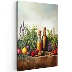 MuchoWow OBRAZ NA PLÁTNE Zátišie - Bylinky - Korenie - Ovocie - Farebné 60x90 cm vyobraziť