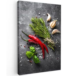 MuchoWow OBRAZ NA PLÁTNE Korenie - bylinky - korenie - betón 60x90 cm vyobraziť