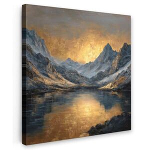 MuchoWow OBRAZ NA PLÁTNE Horská scenéria so zlatým západom slnka 20x20 cm vyobraziť