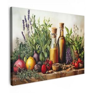 MuchoWow OBRAZ NA PLÁTNE Zátišie - Bylinky - Korenie - Ovocie - Farebné 40x30 cm vyobraziť
