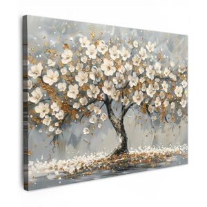 MuchoWow OBRAZ NA PLÁTNE Strom - Kvety - Biela - Príroda - Umenie 80x60 cm vyobraziť
