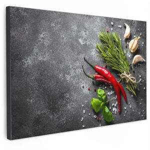 MuchoWow OBRAZ NA PLÁTNE Korenie - bylinky - korenie - betón 60x40 cm vyobraziť