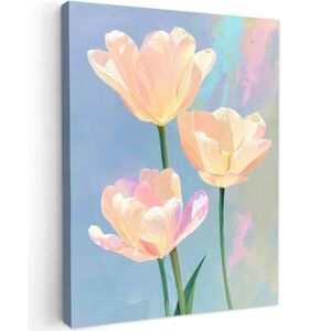 MuchoWow OBRAZ NA PLÁTNE Tulipány - Ružové akcenty - Modré 60x80 cm vyobraziť