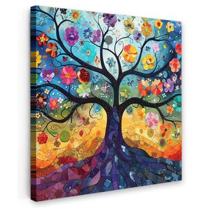 MuchoWow OBRAZ NA PLÁTNE Umenie - Strom života - Kvety - Hippie 50x50 cm vyobraziť