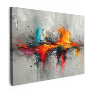 MuchoWow OBRAZ NA PLÁTNE Moderné umenie - Oranžová - Sivá - Abstraktné 80x60 cm vyobraziť