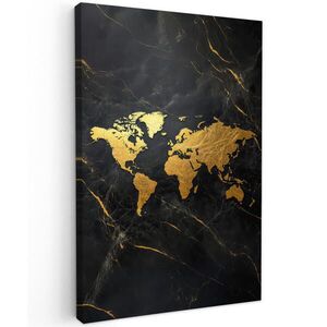 MuchoWow OBRAZ NA PLÁTNE Mapa sveta - Zlato - Mramor 60x90 cm vyobraziť