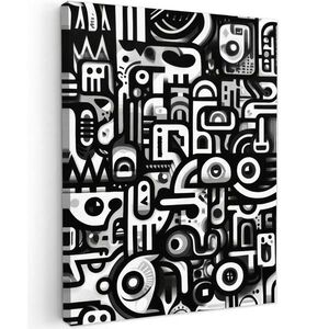 MuchoWow OBRAZ NA PLÁTNE Symboly - abstraktné - grafické - čierne 30x40 cm vyobraziť
