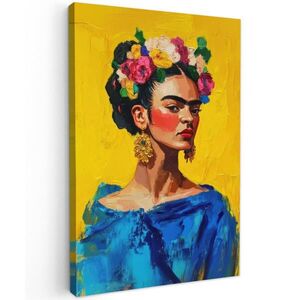 MuchoWow OBRAZ NA PLÁTNE Frida Kahlo - Žena - Žltá - Modrá - Kvety 60x90 cm vyobraziť