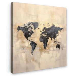 MuchoWow OBRAZ NA PLÁTNE Mapa sveta - zlatá - čierna - abstraktná 50x50 cm vyobraziť