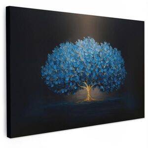 MuchoWow OBRAZ NA PLÁTNE Strom - modrá - listy - ťahy štetcom 30x20 cm vyobraziť