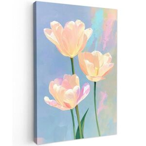 MuchoWow OBRAZ NA PLÁTNE Tulipány - Ružové akcenty - Modré 60x90 cm vyobraziť